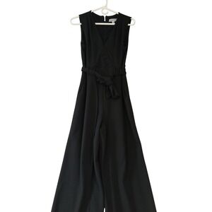 Shelby & Palmer Tie Belt  BLACK  Wide Open Leg Jumpsuit Womens Size 8